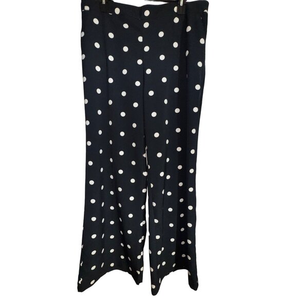 New York & Company Womens Polka Dot Dress Pants Size Large Navy Blue & White Cut - Picture 1 of 7